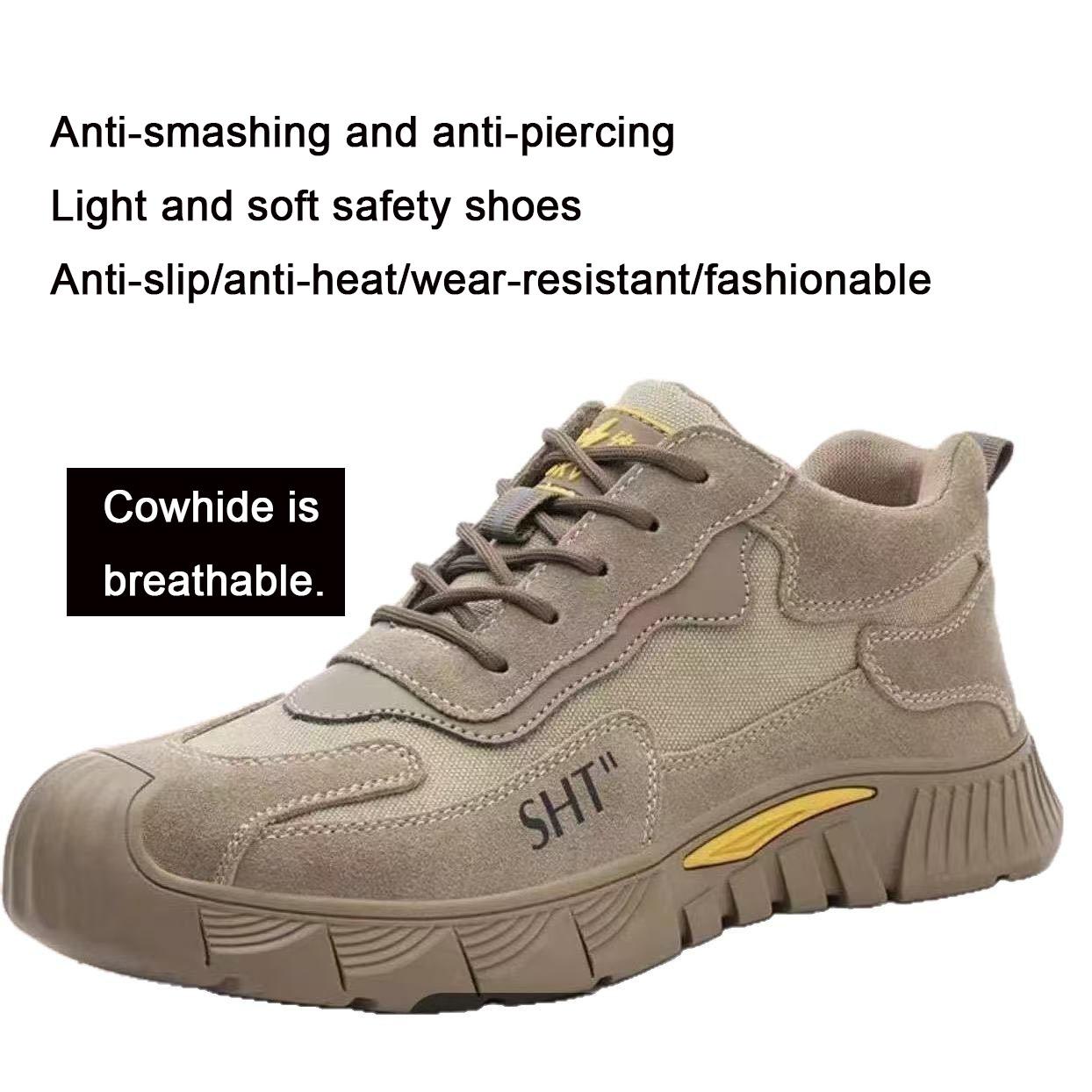 

Oulylan Anti-smash Work Shoes Comfort Anti Shock Lightweight Breathable Sneakers for Men Steel Toe Safety Shoes Anti-puncture 42