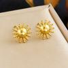 Gold Plated Sunflower Jewelry Set Necklace Bracelet Earrings for Women Stainless Steel