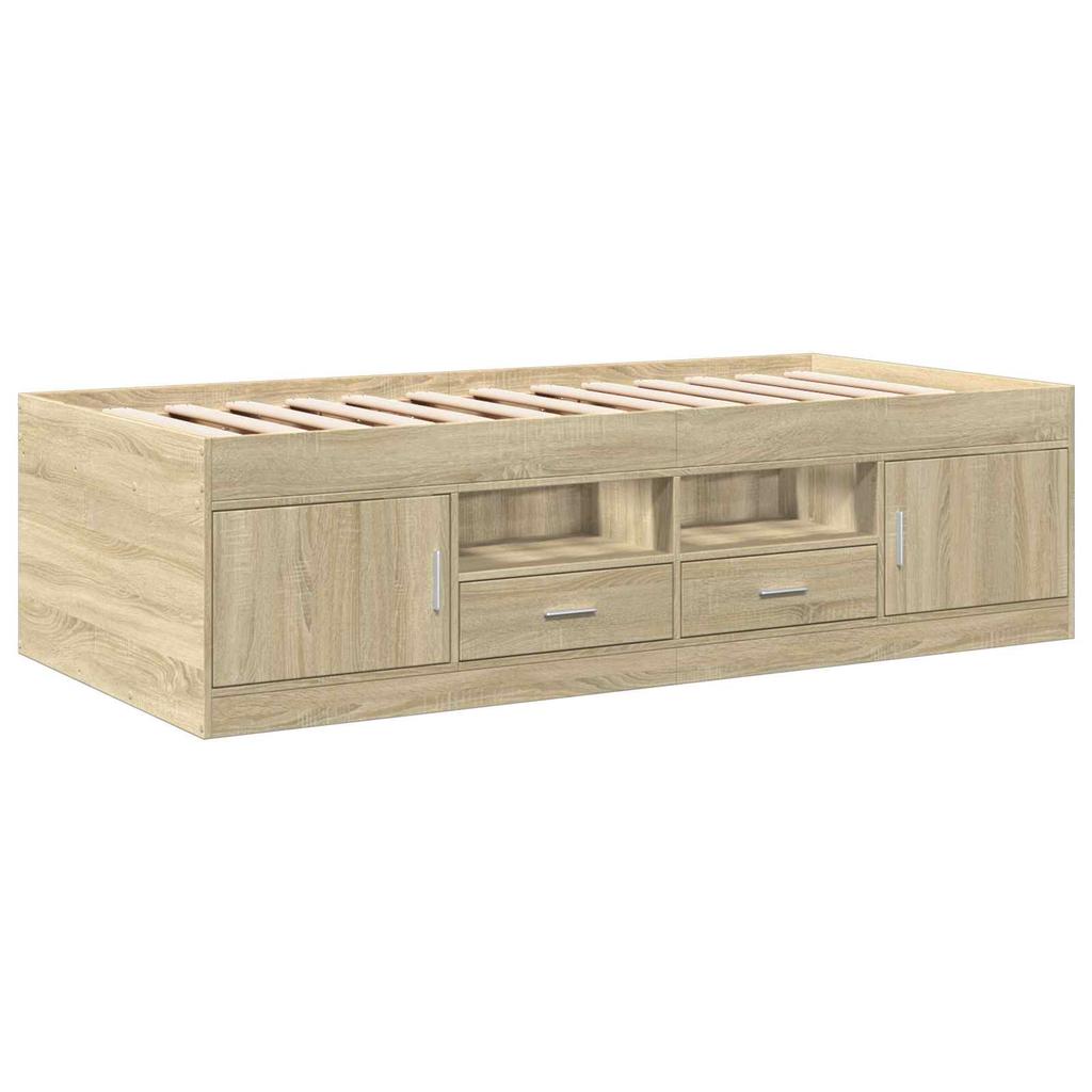 Bed Frame with Storage Sonoma Oak 80 x 200 cm Engineered Wood