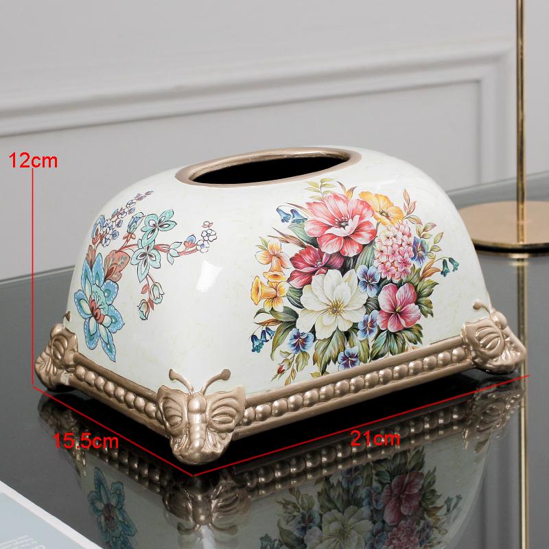 

Современная керамическая коробка для салфеток с цветочным узором для хранения туалетной бумаги, домашний настольный выдвижной держатель для полотенец