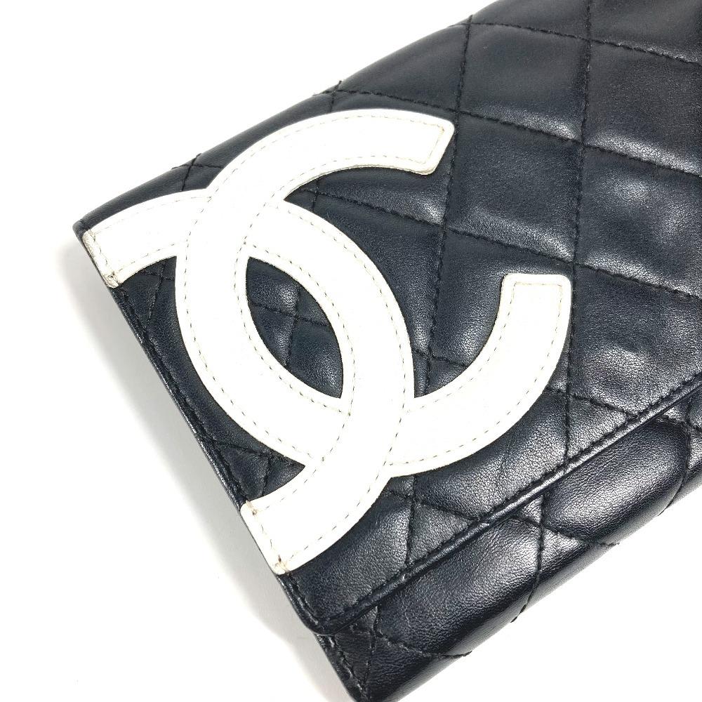 Chanel Cambon Line CC CC Mark Bifold Logo Compact Wallet Flap Folded Wallet