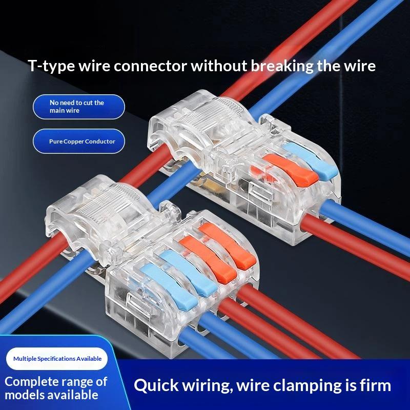 Mini Quick Terminal Block Fast T Type Wire Connector Electric Splice Crimp Non Destructive Without Breaking Cable Insulated Line