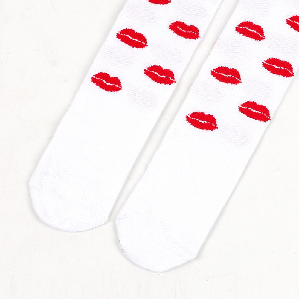 Dating Socks Over Knee Socks Valentine's Day Gift Stockings Love Stockings Lip Print Party Socks Wear Thigh Socks