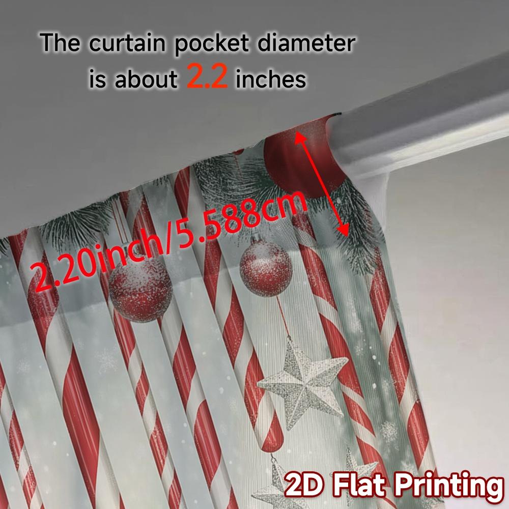 2pcs,Curtains Christmas Candy Cane Ornaments Snow (3) Pattern Popular Curtains Versatile 100% Polyester Curtains Thermal