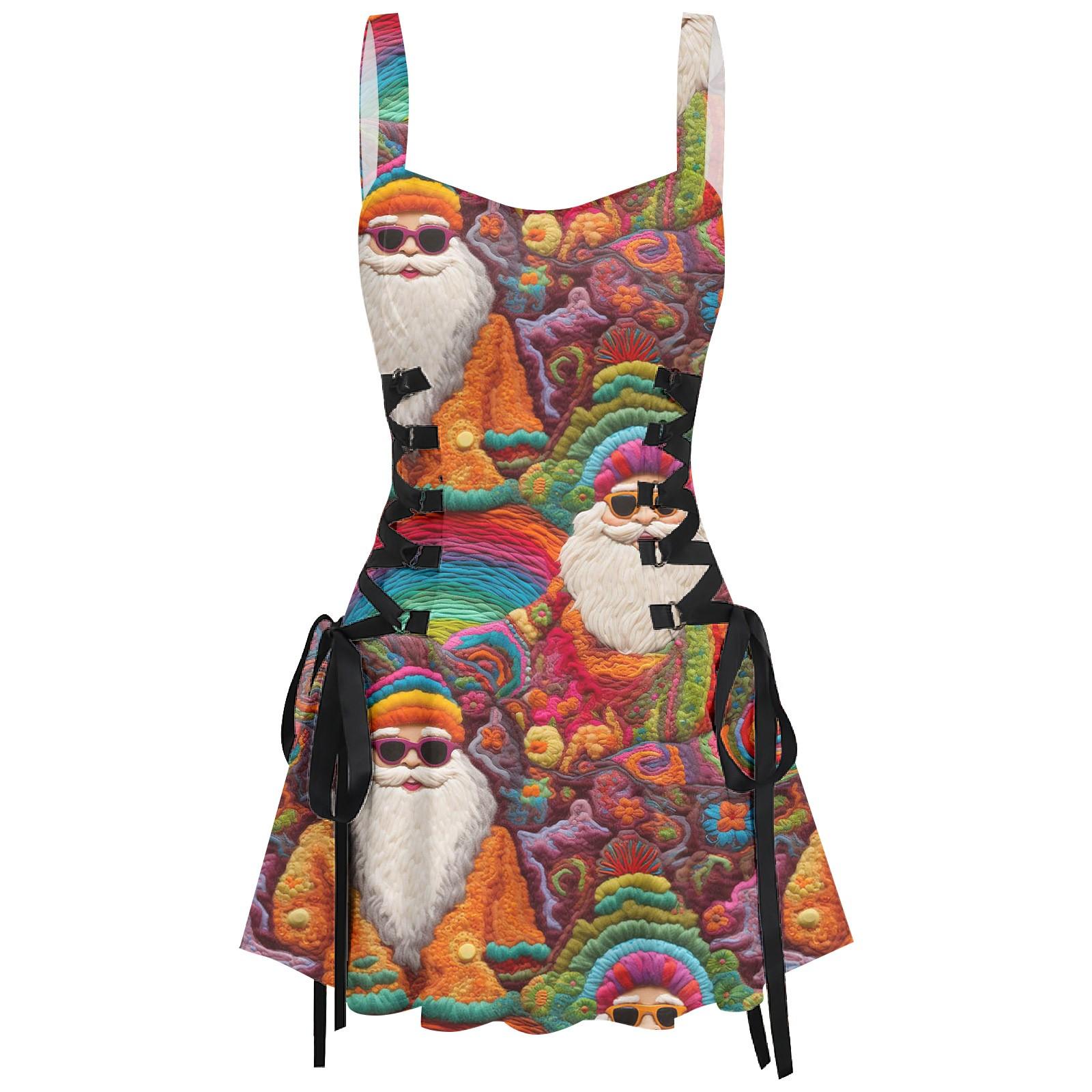 

Женское повседневное модное рождественское платье с сексуальным принтом на бретельках в стиле ретро с короткими юбками в стиле ретро XXXL оранжевый