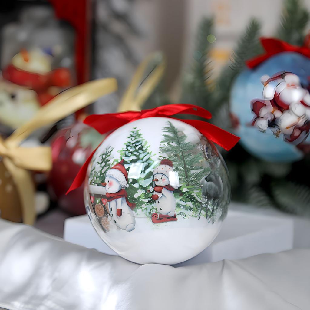 8cm Christmas Ball Decoration Santa Claus Snowman Pattern Painted Foam Christmas Balls Christmas Tree Hanging Party Decorations