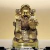 Large Yellow Brass God of Wealth Statue on Dragon Chair, Wen Cai Shen Design, Ideal for Shop Opening or Home Worship.
