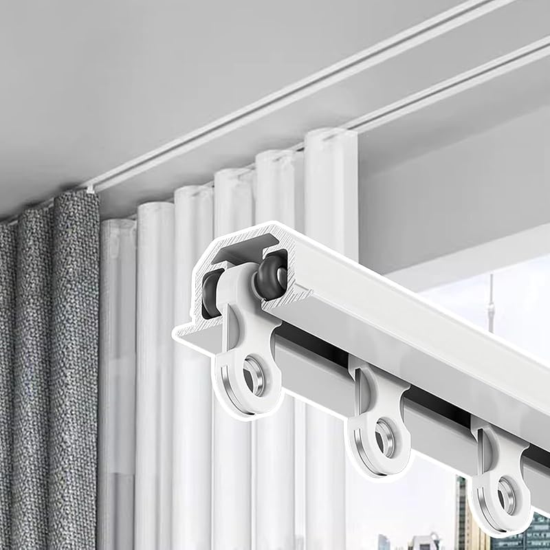 Hidden Ceiling Curtain Track, Ecessed Invisible Curtain Track, Ceiling Mount Aluminum Alloy Nano Silence Track for Living Room Bedroom Windows/Room