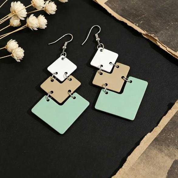 New Geometric Heart Patchwork Eco-friendly Alloy Earrings