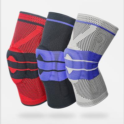 Sport Kniepolster Silikon Feder Fixiert Gestrickte Kniepolster Laufen Fitness Basketball Bergsteigen Sport Schutzausrüstung Kniepolster
