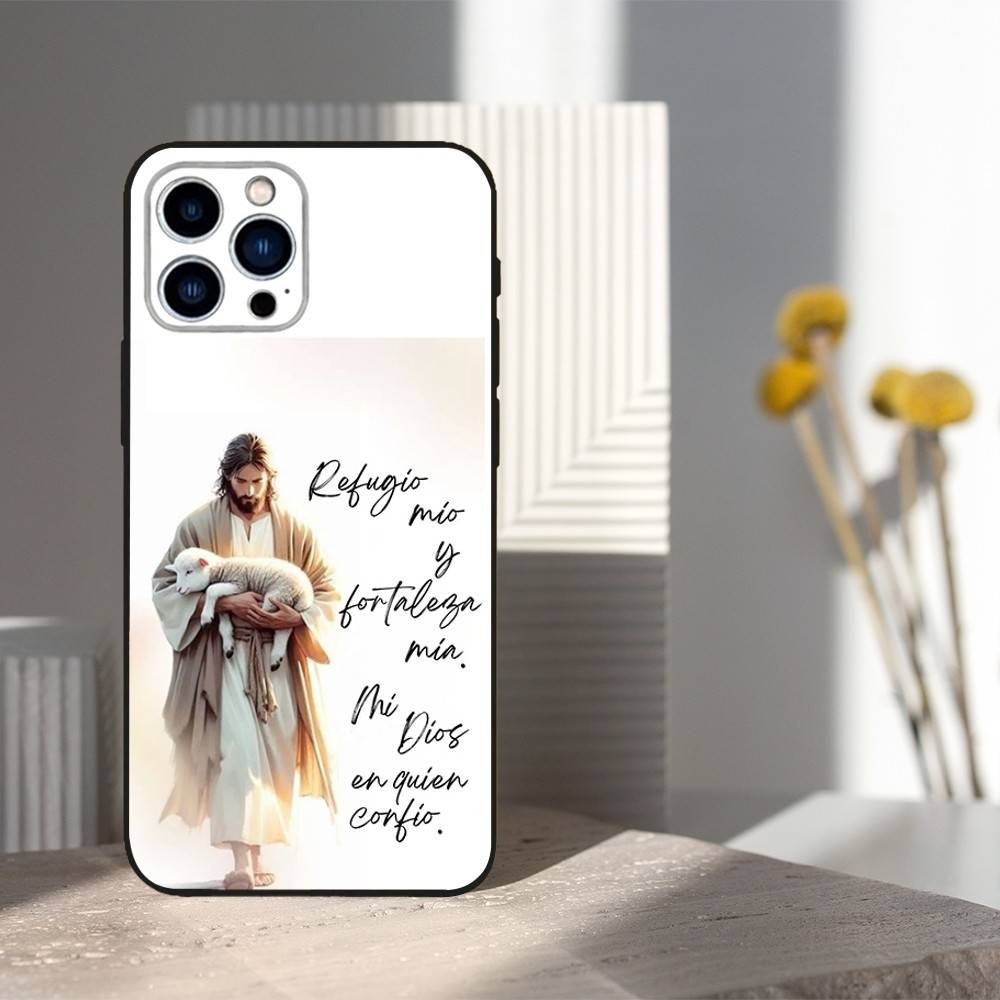 

Иисус Библейский стих Испанский Для iPhone 8,7,11,12,15,14,13,16,17,Plus,Pro Max,XS,X,XR,SE,Mini,Мягкий силиконовый черный чехол iPhone15PRO