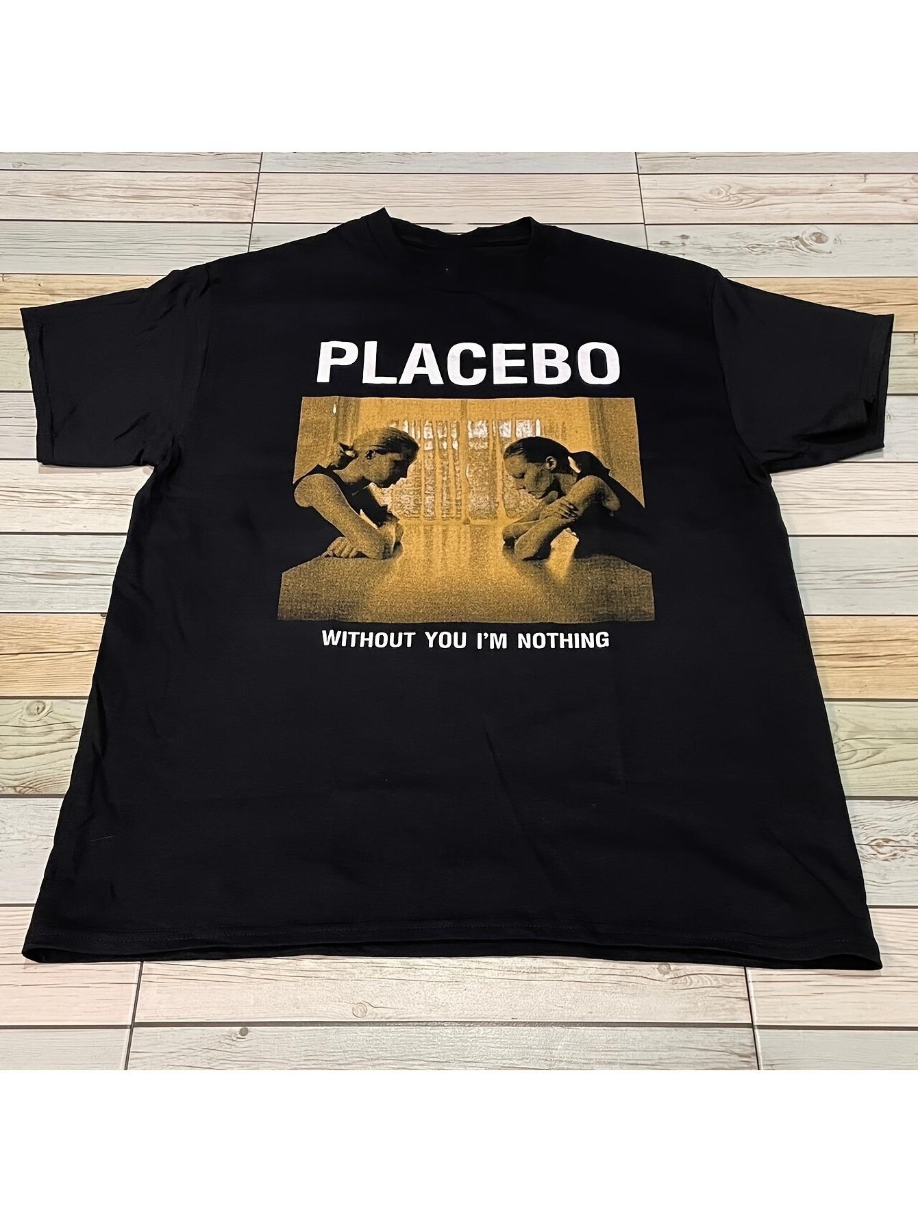Placebo Band Graphic T-Shirt - Unisex Regular Fit Tee with Without You I m Nothing Print, Black Casual Shirt for Men & Women, All Sizes S-3XL, Perfe 2XL