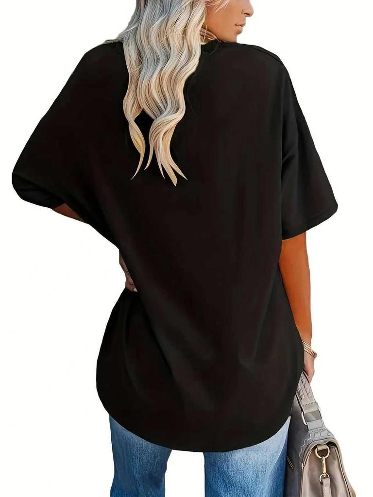 Damen Übergröße Lockeres Lässiges Rundhals-T-Shirt - Neuer Stil