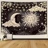 2D Black and White Boho Sun Moon Stars Tapestry Wall Art Banner