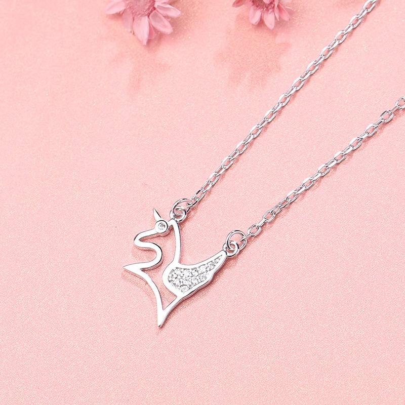 Summer new product hollow unicorn necklace Mori small fresh pendant Korean version fashion collarbone chain women