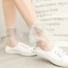 Transparent Mid-Calf Pile-Up Fresh Short Thin Mercerized Nylon Stockings Retro Lace Bow Mesh Socks