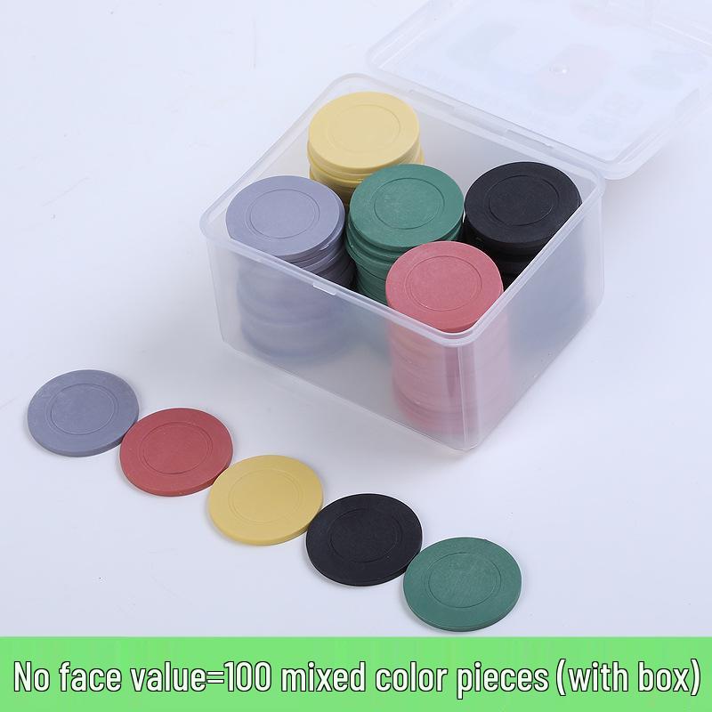 Boxed 100 Plastic Chips for Card Games: Baccarat, Mahjong, Poker