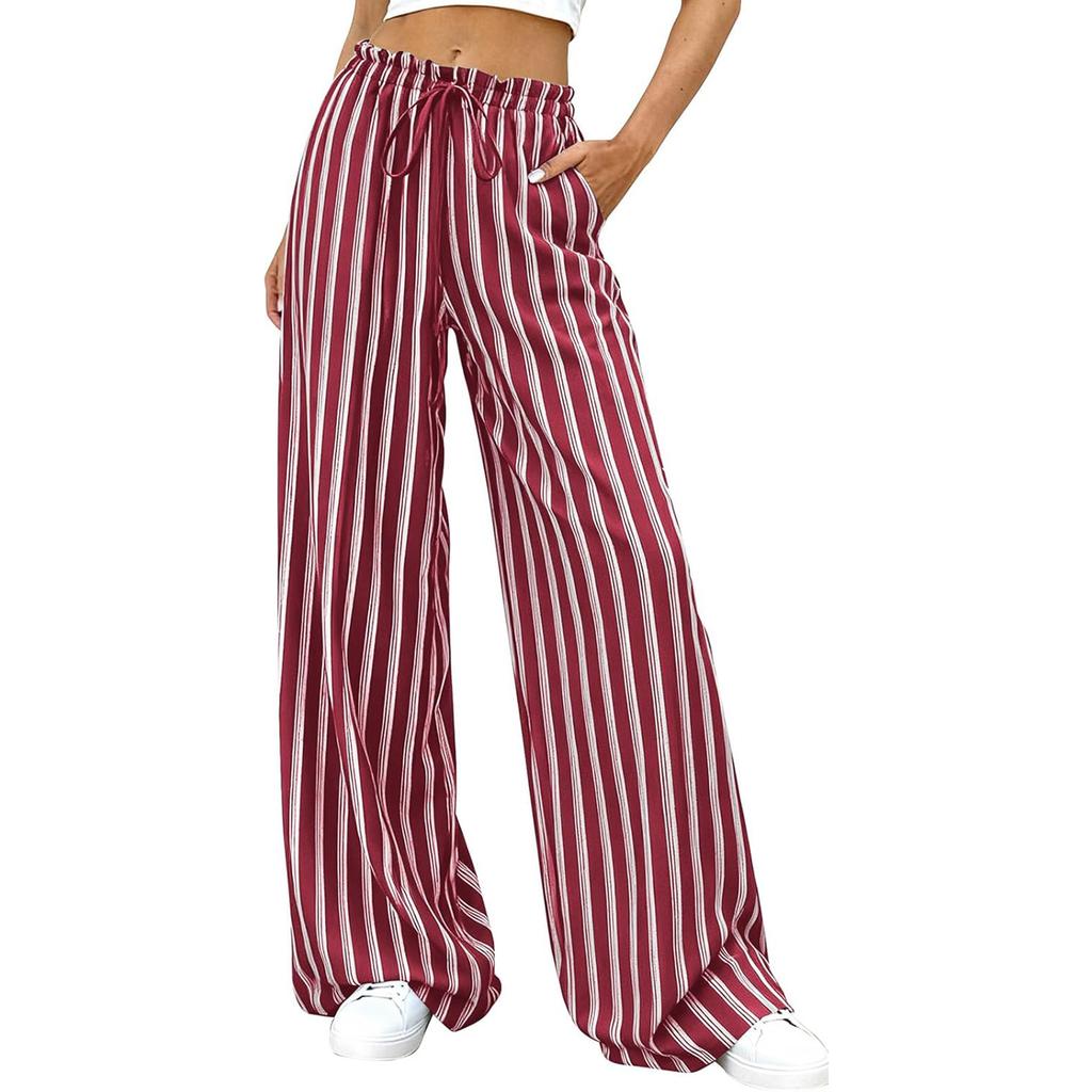 Women's Striped Loose Casual Loose-Waist Wide-Leg Trousers