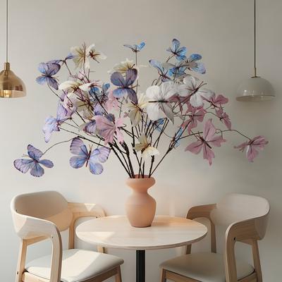 Butterfly Artificial Flowers Bouquet for Garden Party Wedding Marriage Decoration Home Decor Fake Flowers Table Vase Ornament