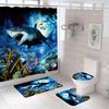 Bathroom Shower Curtain Four-piece Digital Printing Sand Underwater World Waterproof Shower Curtain Shower Curtain Partition Curtain Bath Mat