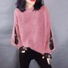 New Autumn Winter Fashion Korean Version Patchwork Contrasting Round Neck Sweater Loose and Versatile Western-style Knitted Top