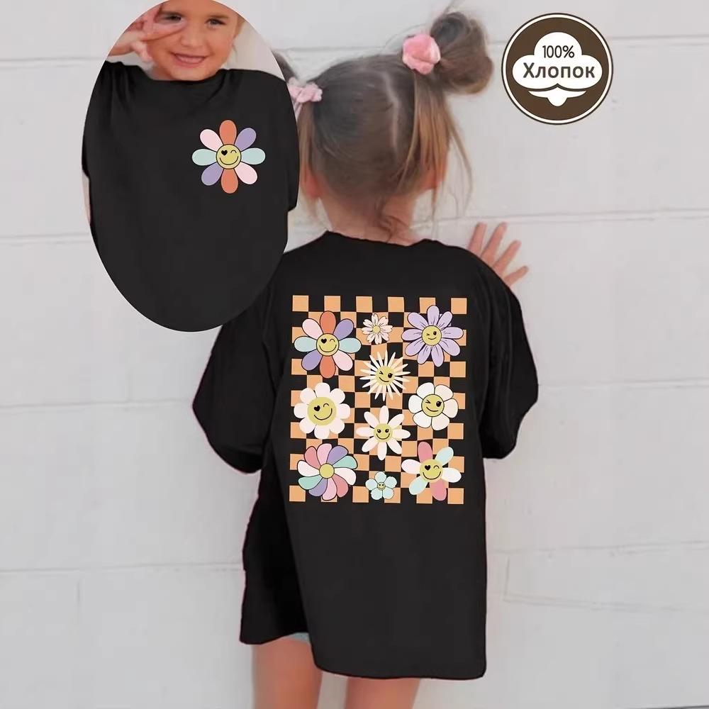

Trendy Internet Celebrity Round Neck Short-sleeved Children s Clothing for Middle and Large Children Comfortable Summer 100cm чорний