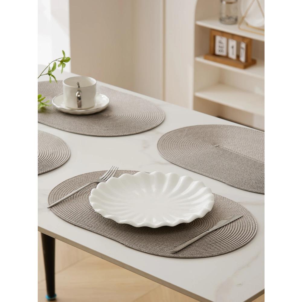 4PCS/6PCS 45x30cm Oval Woven Placemat Nordic Non-slip Coaster Pad Dining Table Mat Tableware Home Kitchen Decor