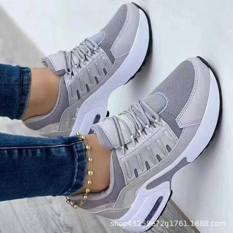

2025 new independent station large size sports and leisure single shoes women s flying woven slope heel front lace-up mesh women s single shoes 43 серый