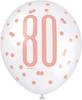 Balony 80 Urodziny  Różowe Złoto  12 Cali 6Szt.