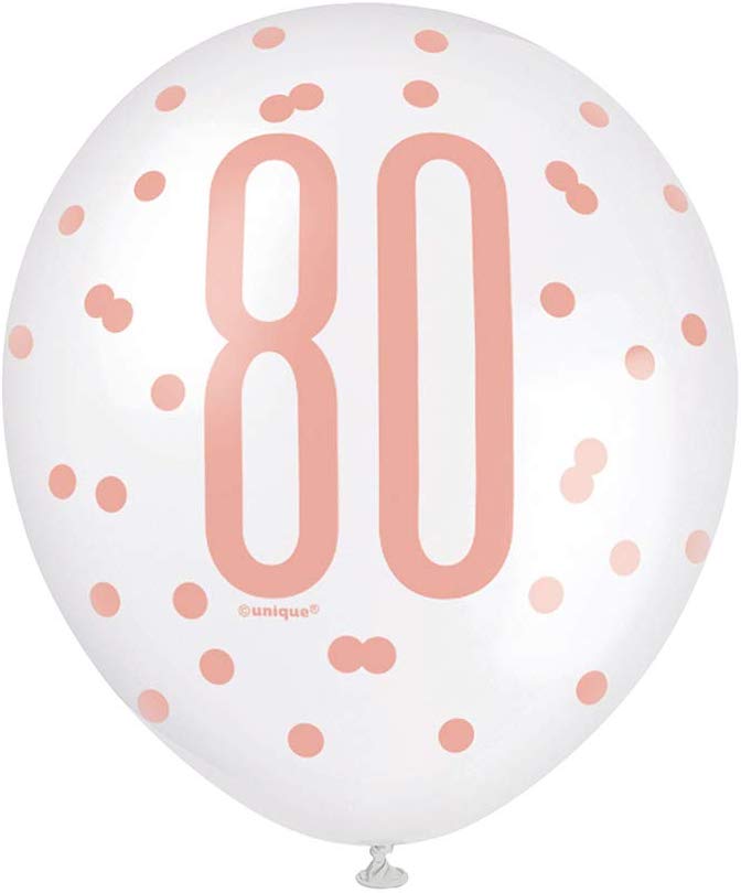 Balony 80 Urodziny Różowe Złoto 12 Cali 6Szt.