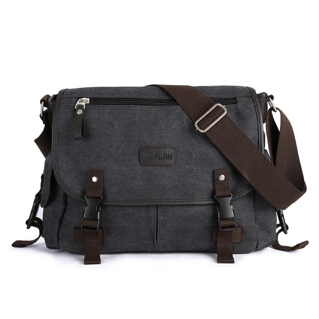 Messenger Bag For Men Retro Canvas Satchel Casual Briefcases Laptop Bag Fit 13Inch,Water Resistant Crossbody College Satchel Bag