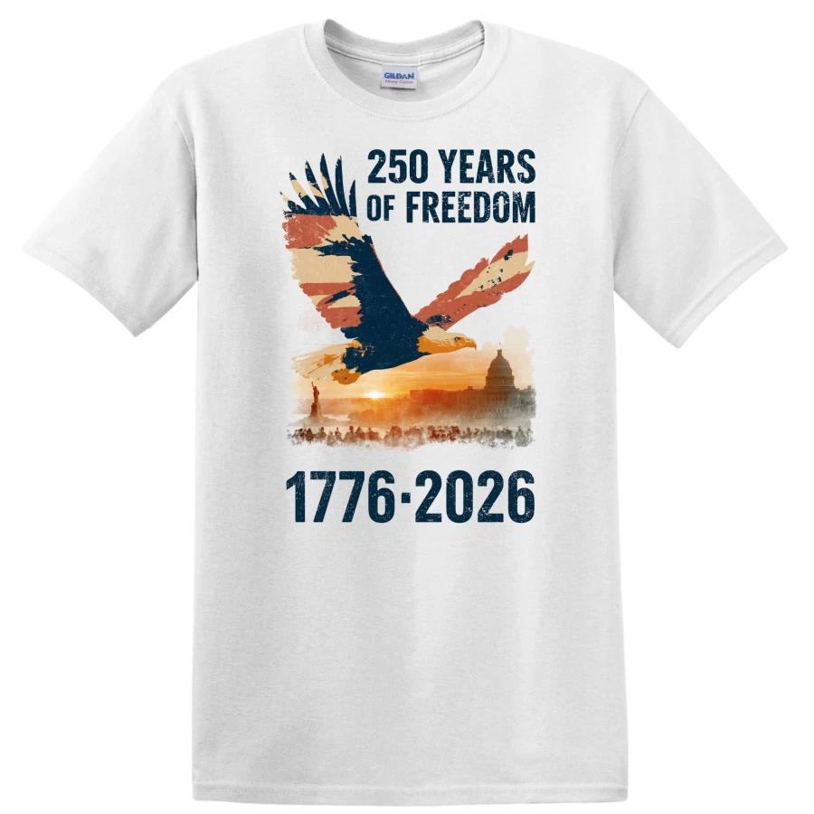 1776 2026 Eagle T Shirt 250 Years Freedom American Flag Liberty Patriot USA Tee XXXL