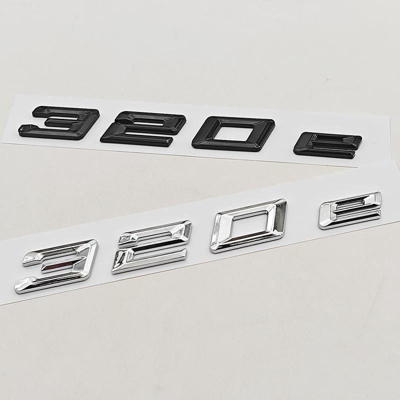 3D ABS Chrome Car Letters Logo 320e Rear Trunk Badge Emblem Sticker For BMW 3 Series EV 320e Auto Tail Marking Accessories