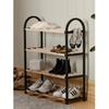 Chawood Midi Wooden Bar 4 Compartment Black Shoe Rack 8 Pairs Shoe Capacity Shelving Unit