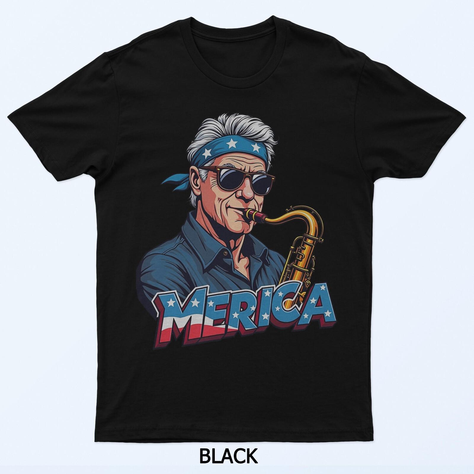 Bill Clinton Playing the Saxophone 4th of July Merica T-Shirt XXXXL
