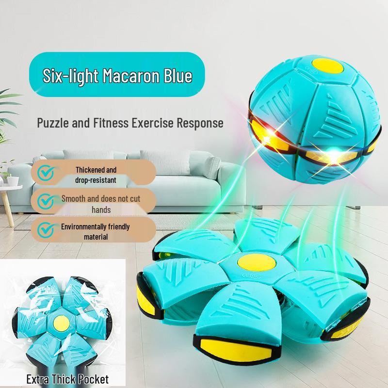 Magic Flying Saucer Ball: Deformable Outdoor Stomp Toy with Lights for Kids