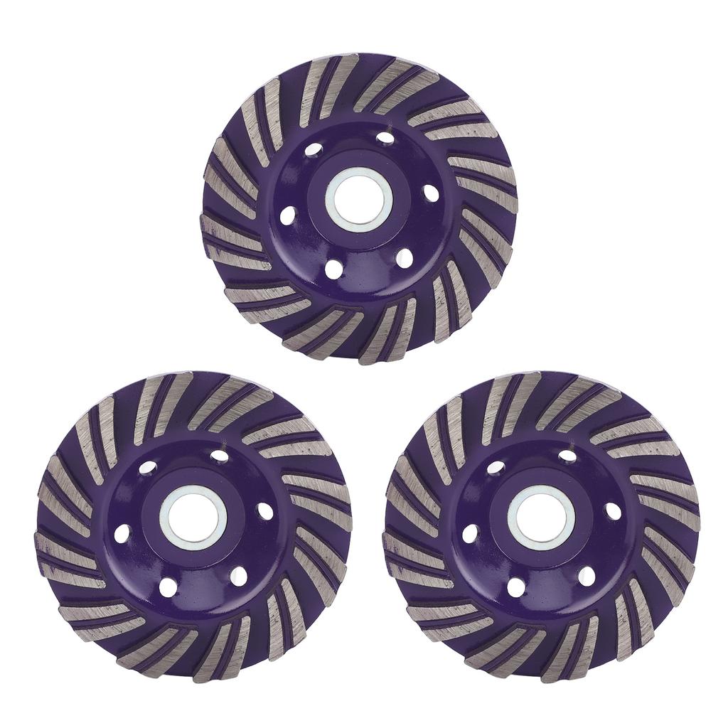 3Pcs Diamond Grinding Wheel 100mm Diamond Cup Wheel for Grinding and Polishing Concrete Stones Cement Marble Violet