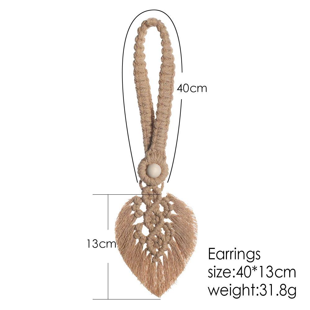 1PC Boho Macrame Leaf Curtain Tiebacks Handmade Woven Curtain Holdbacks with Wooden Bead Home Bedroom Living Room Window Decor