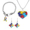 8Pcs Gold Plated Pendant with Puzzle Shape Pendant Enamel Autism Awareness Pendant Bulk Diy Necklace Bracelet Keychain