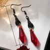 BLINGBAY Women's Pendant Earrings Retro Dark Gothic Style Red Teardrop Pendant Female Exaggerated Earrings Girl Party Birthday Jewelry Gift