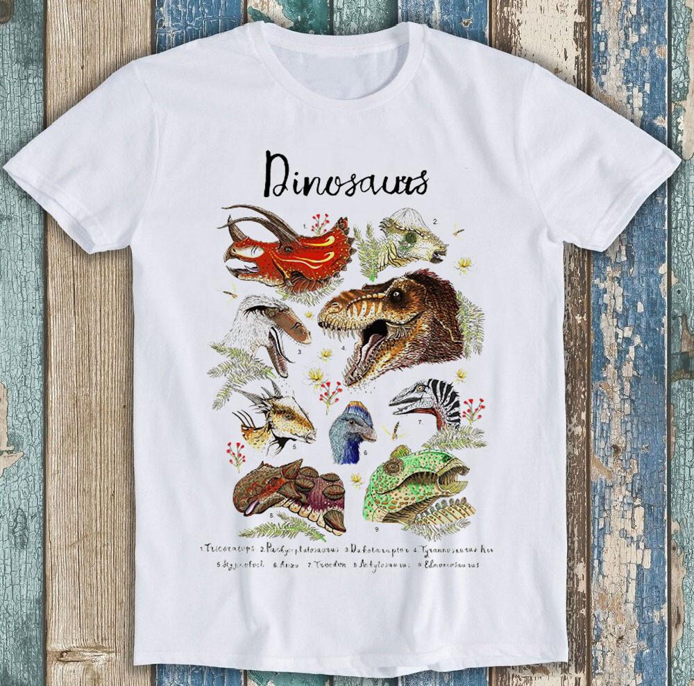 Dinosaur Names Wild Animal Pictures Historic Meme Funny Gift Tee T Shirt 1802