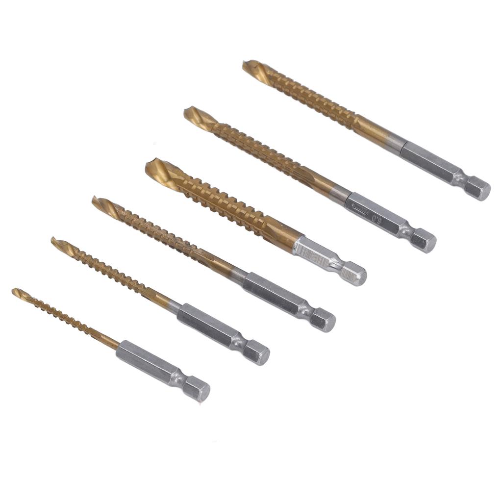 6-teiliges Set Spiralbohrer 3mm 4mm 5mm 6mm 6,5mm 8mm Ti-beschichtet HSS Spiral-Sägebohrer mit