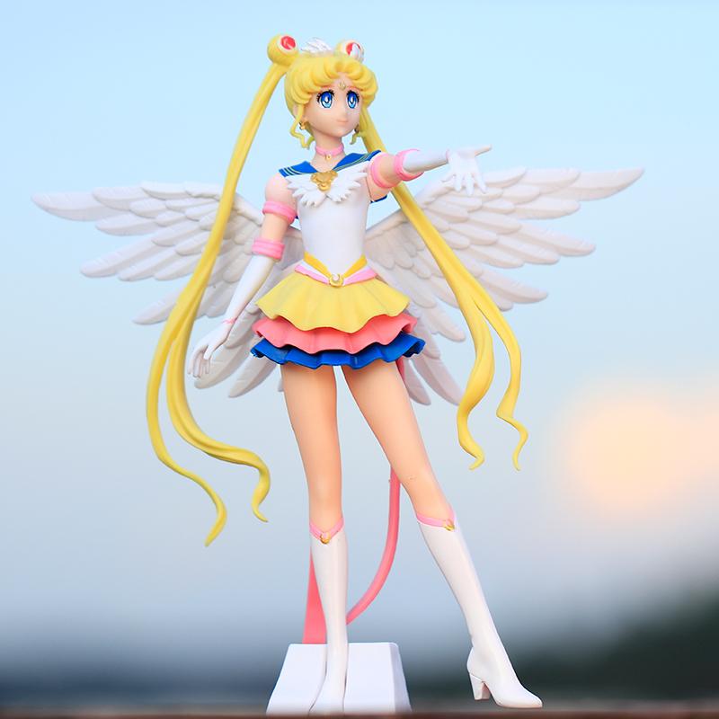 New Cartoon 23cm Anime Sailor Moon Tsukino Action Figure Wings Toy Doll Cake Decoration PVC Model Girls Gift Toy for kid