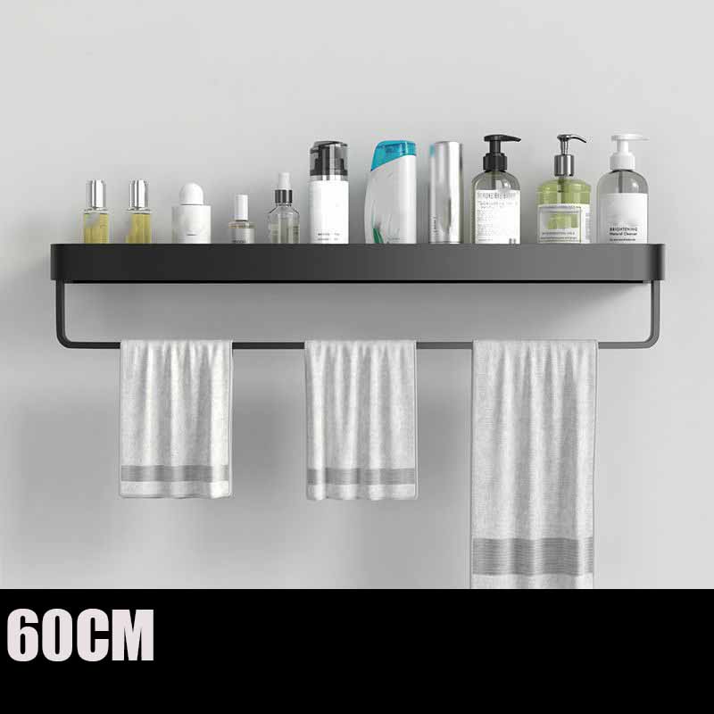Bathroom Shelf No Drill Organizer Shower Storage Rack Black Corner Shelves Wall Mounted Aluminum Toilet Shampoo Holder