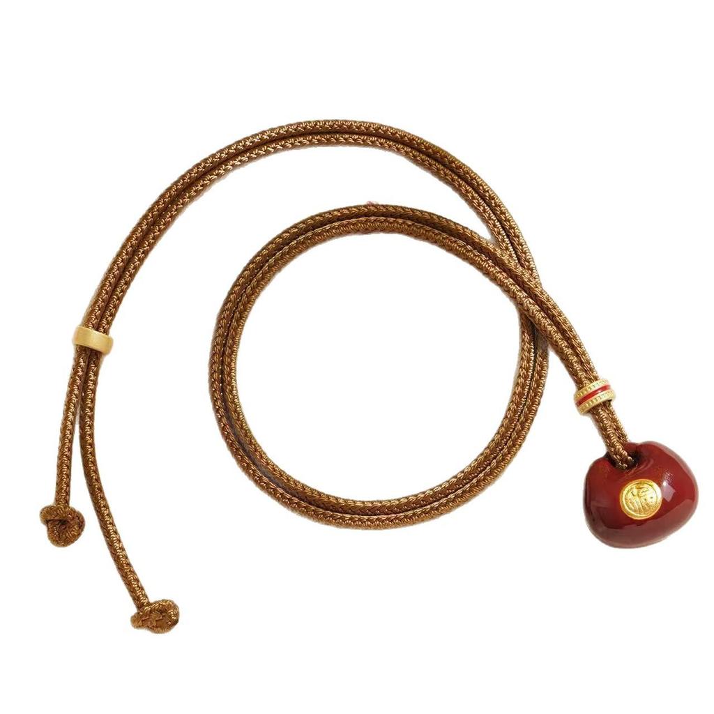 70cm Retro Kapiący Olej Torba Szczęścia Damski Długi Naszyjnik – Elegancki Dodatek Łańcuszek do Swetra ze Sznurkiem