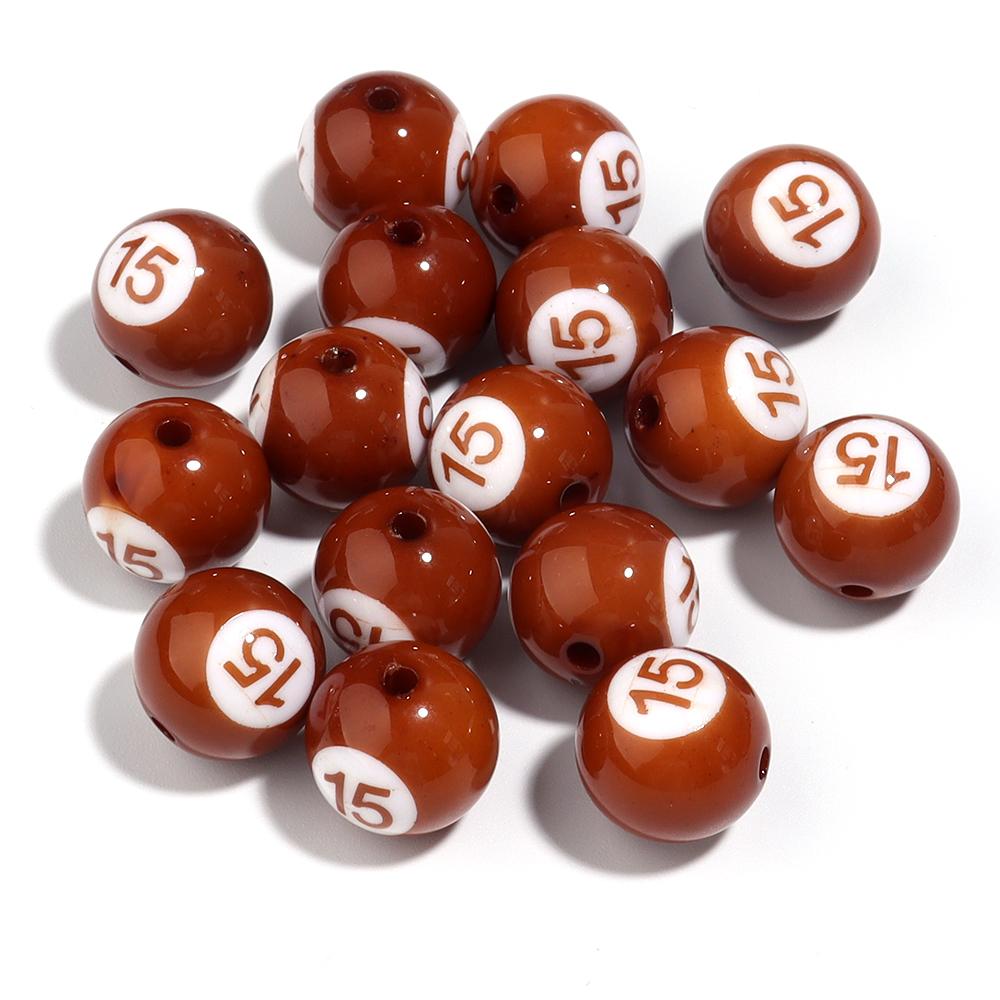 10/50Pcs Colorful Billiards Shape Round Beads Loose Spacer Acrylic Beads For DIY Bracelet Keychain Jewelry Making Accessories