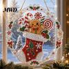 Hanging String Decoration Christmas Faux Diamond Art Suncatcher, 2D Flat Window Ornament, Seasonal Home Accents Beaded Pattern Acrylic Holiday