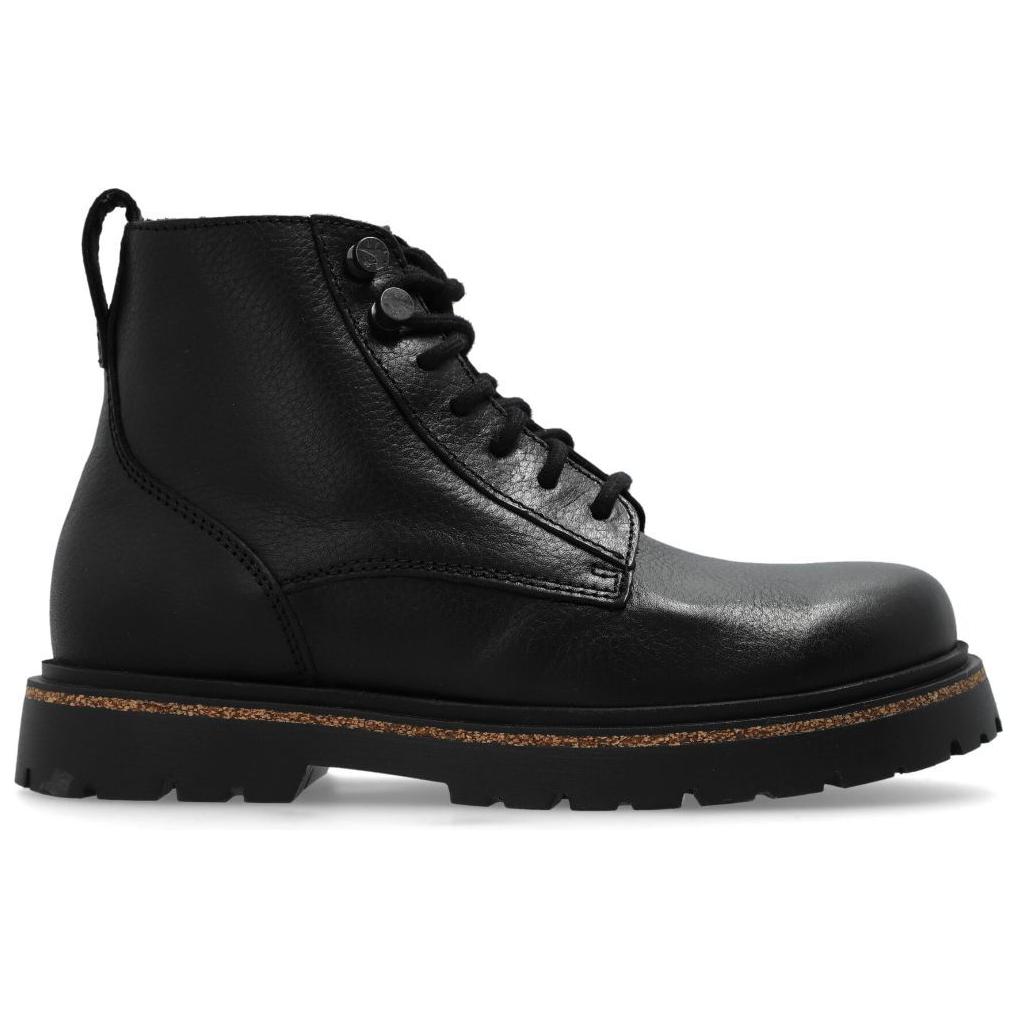 Birkenstock Leather Comfortable Short Combat Boots 3.5cm Women's Black 1028510
