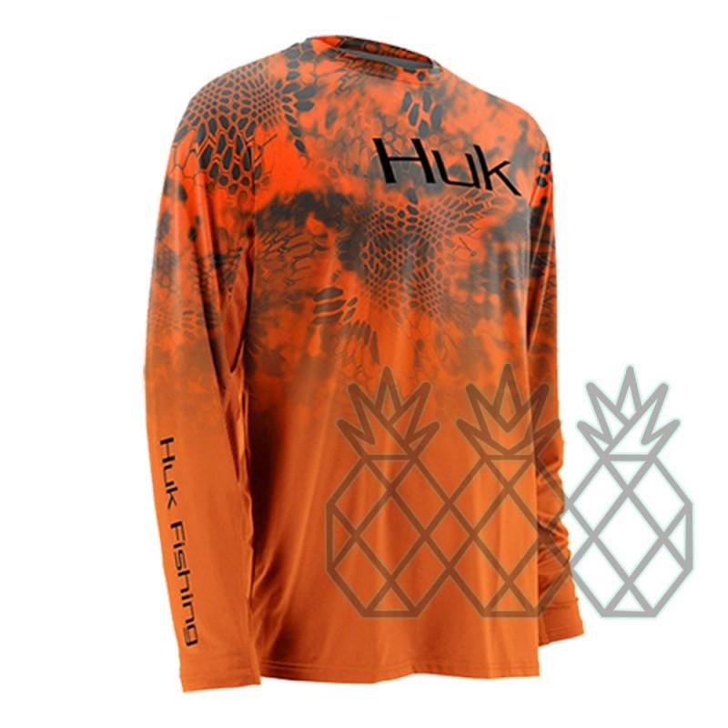 HUK Fishing Shirts Clothes Sun-proof Quick-drying Long-sleeved Round-neck Men's Women's