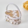 Heart Shape Portable Ring Box Lace Decor Wedding Ring Pillow Soft Foam Interior Ring Basket with Carrying Handle